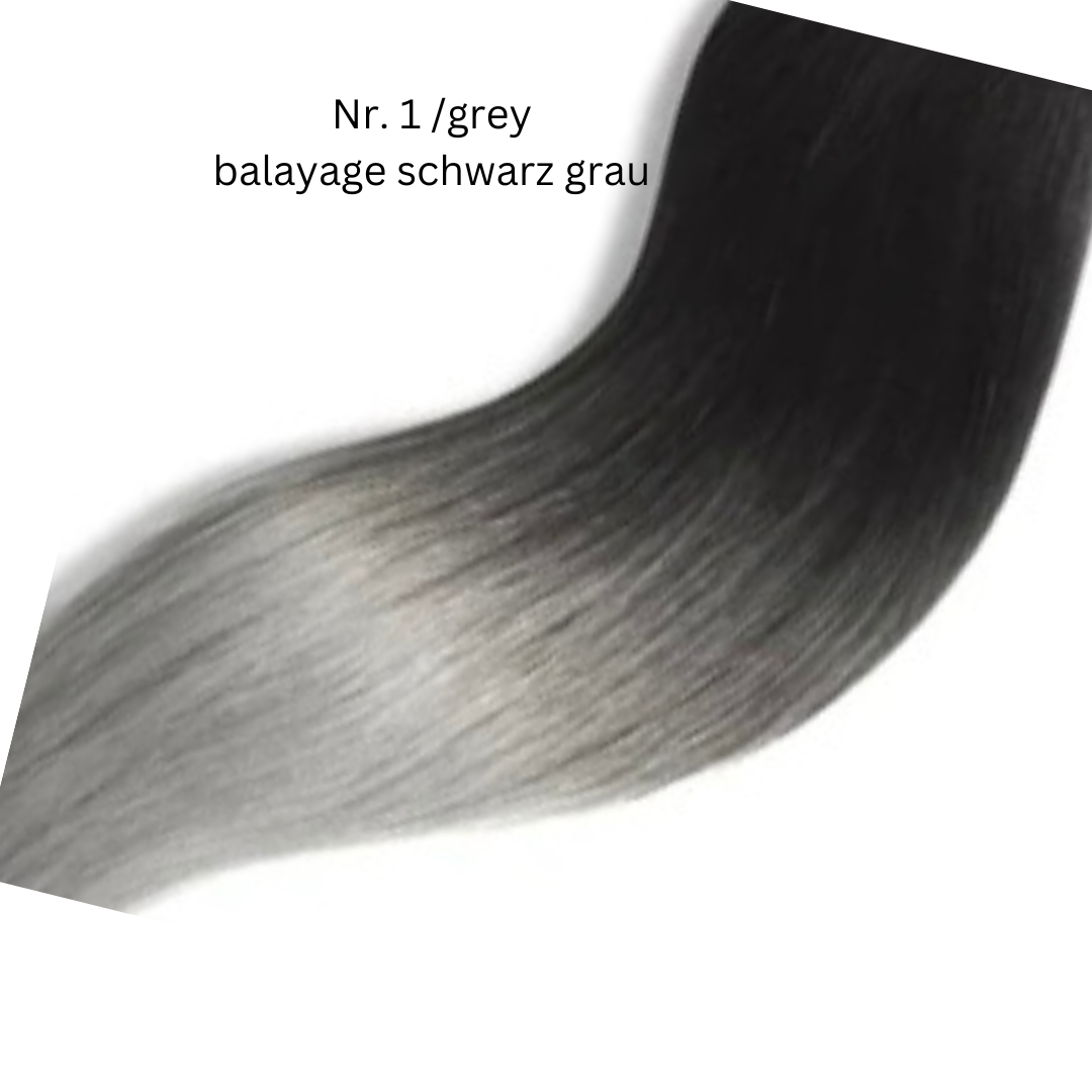 Tressen #1 Grey Balayage Schwarz Grau