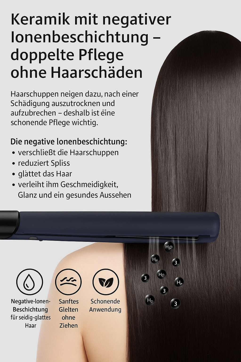 Ionic Glätteisen mit Ionen-Technologie